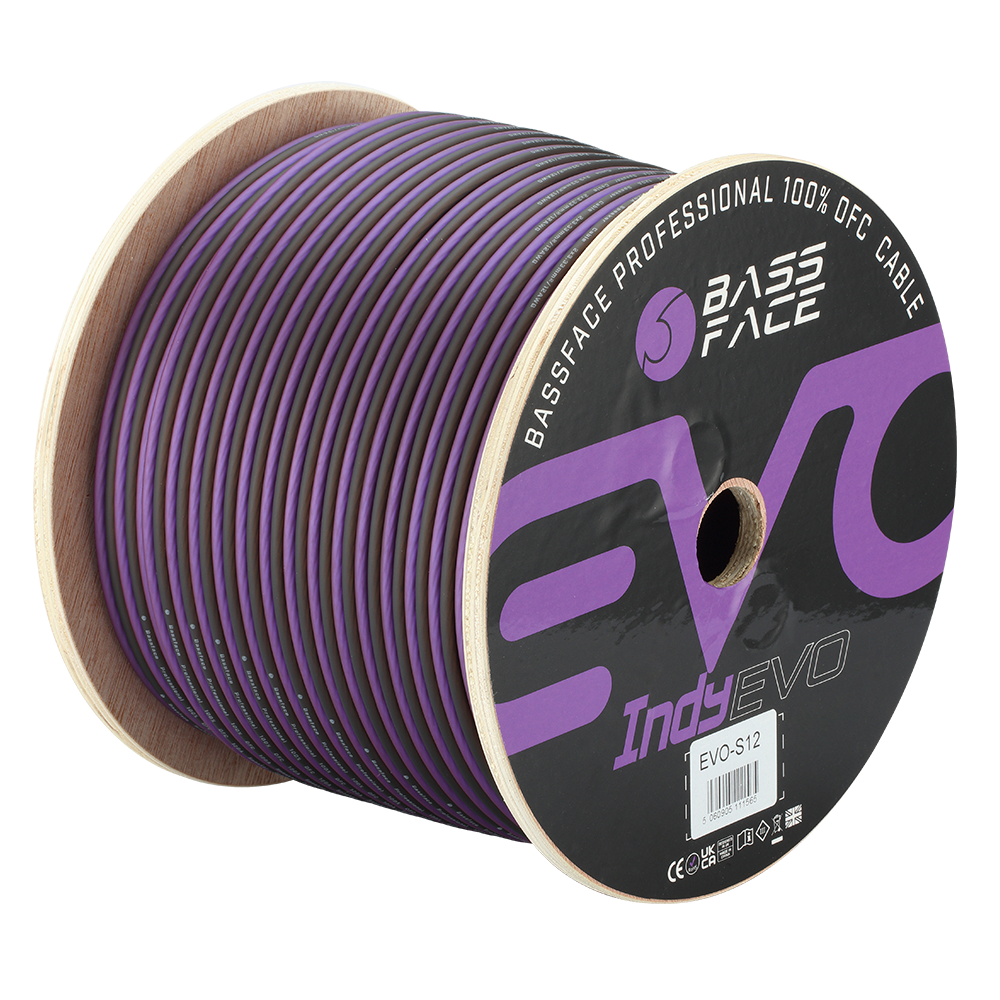 EVO-S12 100% OFC 12AWG (2x3.33mm) Purple/Black Speaker Cable 100m Roll