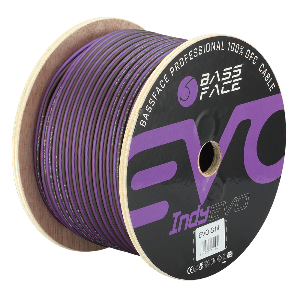 EVO-S14 100% OFC 14AWG (2x2.08mm) Purple/Black Speaker Cable 100m Roll