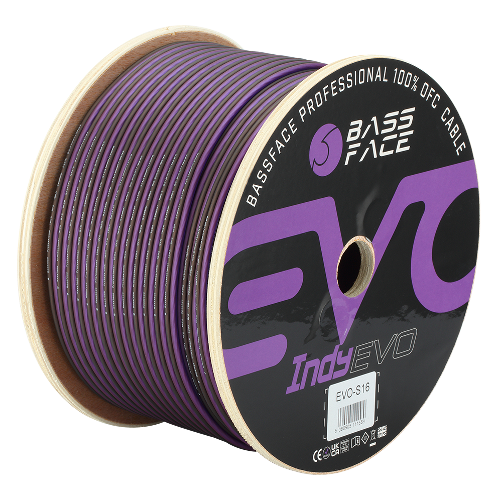 EVO-S16 100% OFC 16AWG (2x1.31mm) Purple/Black Speaker Cable 150m Roll