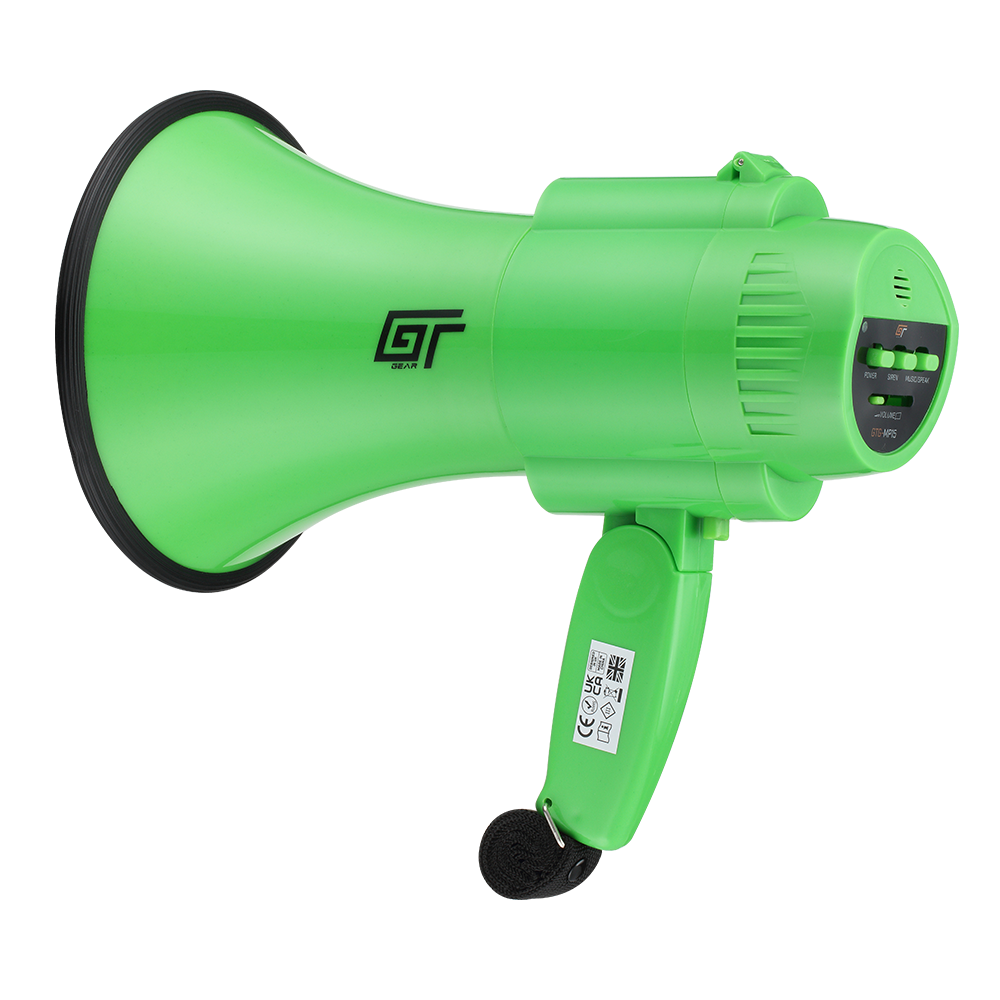 GT Gear GTG-MP15G 30W Battery Powered High Power Handheld Megaphone (Green)