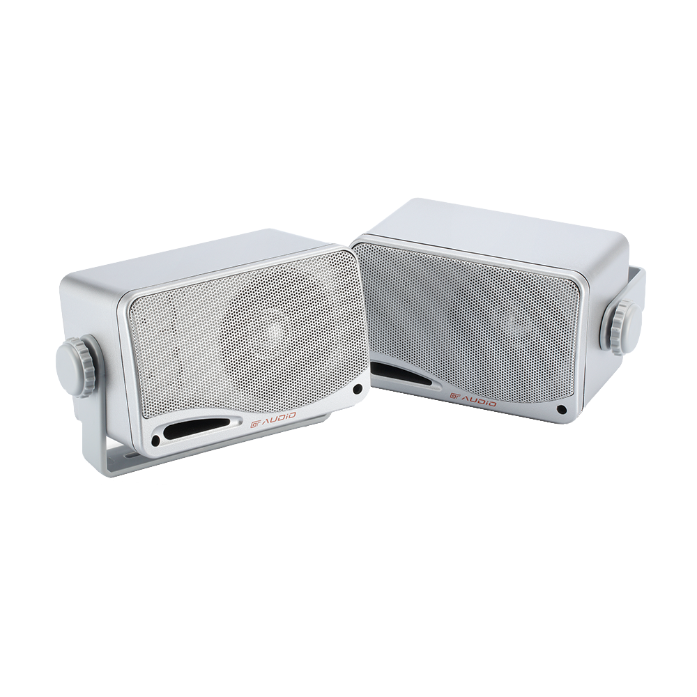 GT Audio GT-BX24S 4Ohm 2x50w RMS 3-Way Weatherproof Outdoor Box Speakers (Silver) Pair