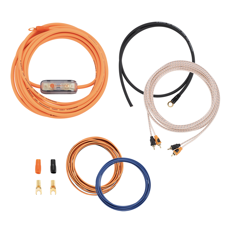 VOLT/8 8AWG (8.3mm) 80A Mini-ANL Fused Prewired & Crimped 5m Super Flexible Amplifier Wiring Kit (30%OFC/469 Strand)